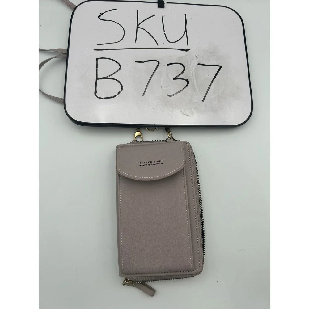 Forever Young Korea Crossbody Phone Wallet Bag Mauve Taupe Faux Leather B737